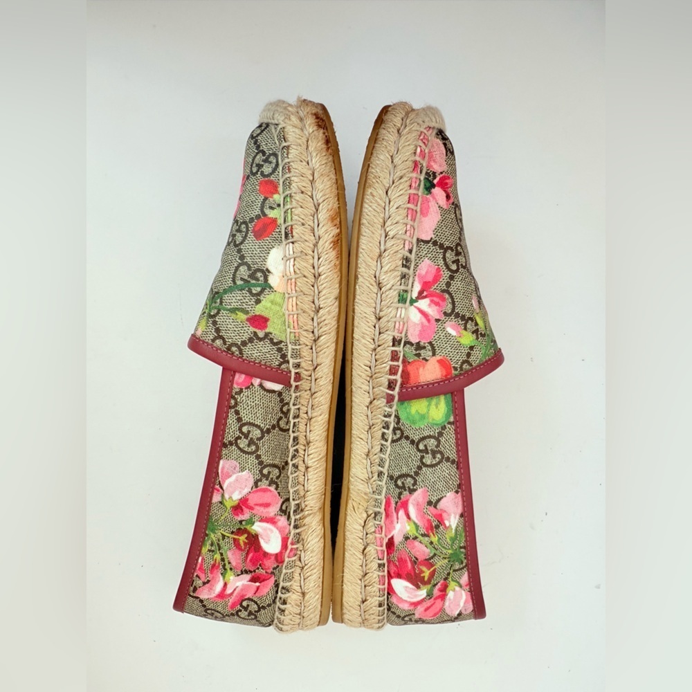 Gucci Pink Bloom Floral Print Logo Monogram Canvas Espadrilles Flats EU 38.5 - Picture 4 of 9